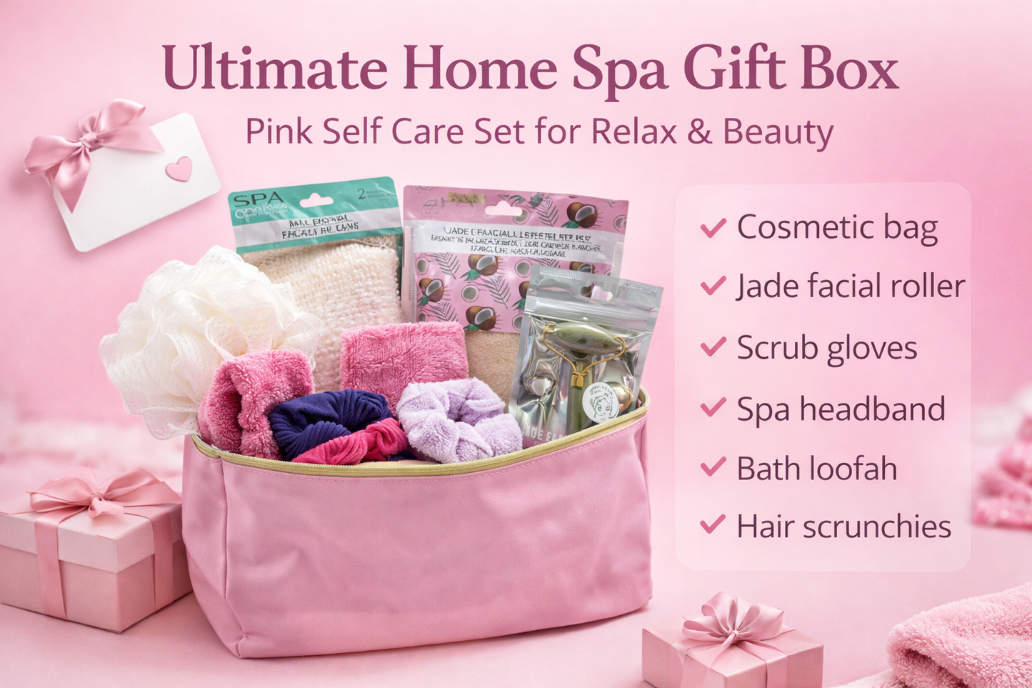 Ultimate Home Spa Gift Box – Pink & Black Self Care Set